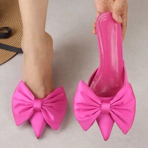 Bow Point Toe Stiletto Mules